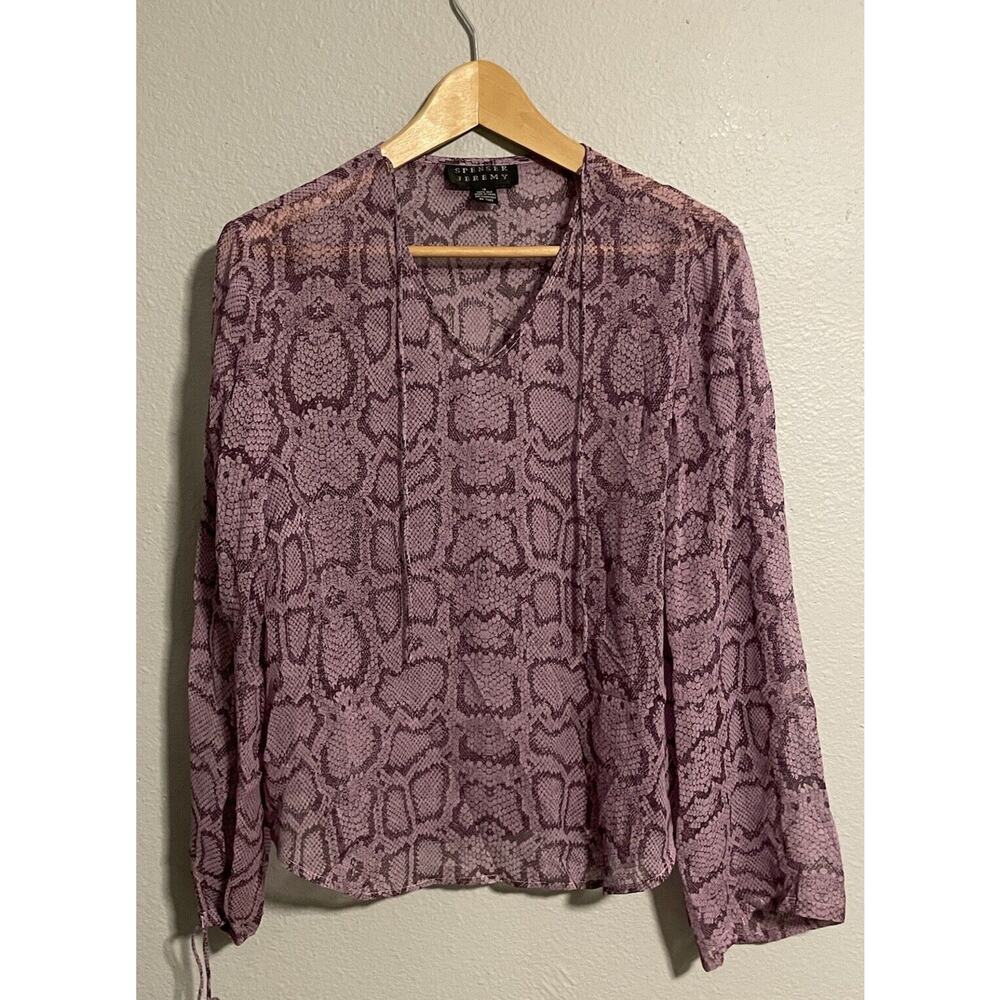 Vintage Spenser Jeremy Womens Top Size 10 Purple Abstract Silk Sheer Lightweight